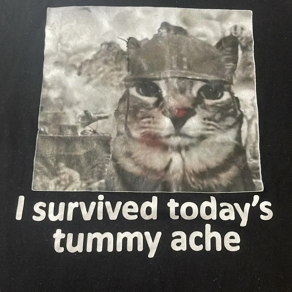 Funny Cat Graphic T-Shirt - Black